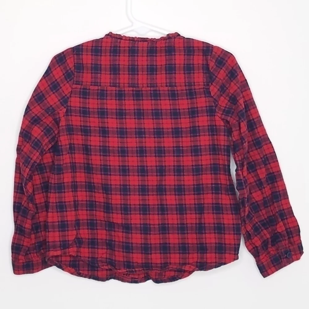 Gap Plaid Button Down Ruffle Shirt 4